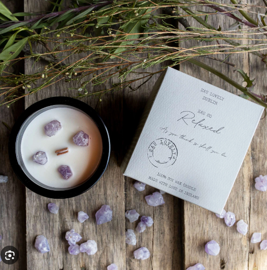 Eau So Relaxed Candle with Amethyst Gemstones