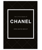 Black book cover with 'The Little Book of Chanel' by Emma Baxter-Wright on a white background