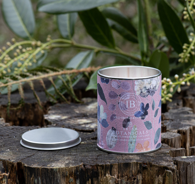 Irish Botanicals Tin Candle – Wild Orchid and Comfrey