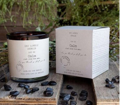 EAU SO Calm Candles with black Hematite Gemstones - Hug in a box.ie