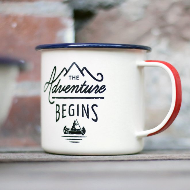 Enamel Mug - The Adventure Begins - Hug in a box.ie