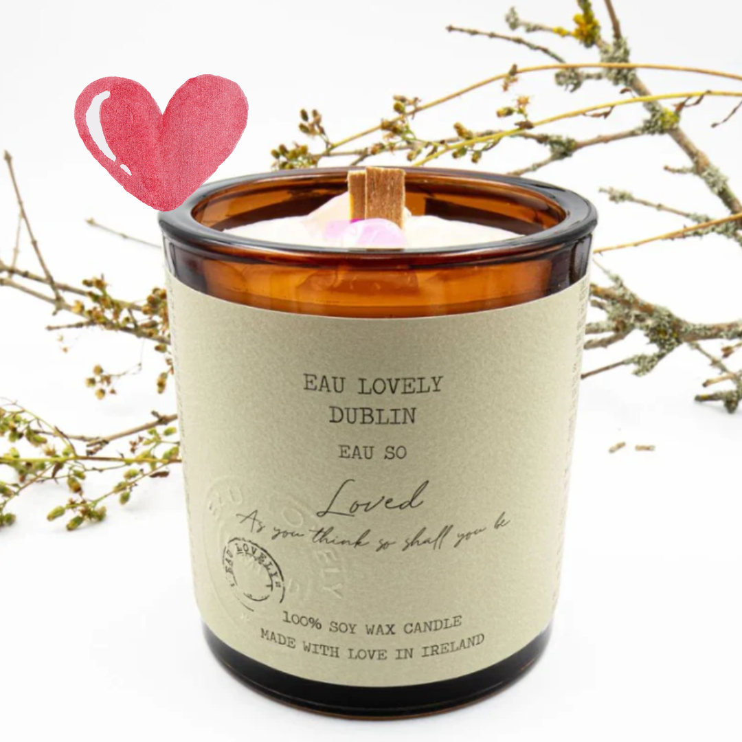 EAU SO Loved Candle with Rose Quartz Gemstones