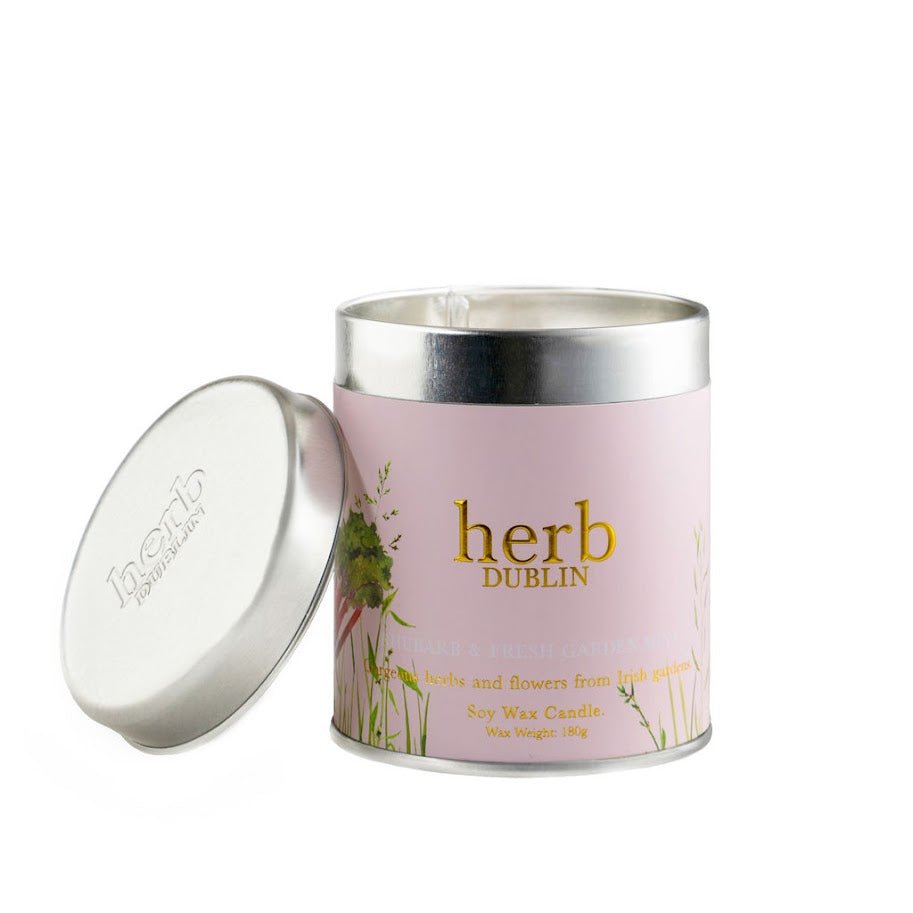 Rhubarb and Fresh Mint - Tin Candle. - Hug in a box.ie