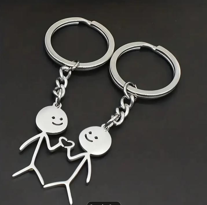 Heart-Matching Stick Figure Keyrings